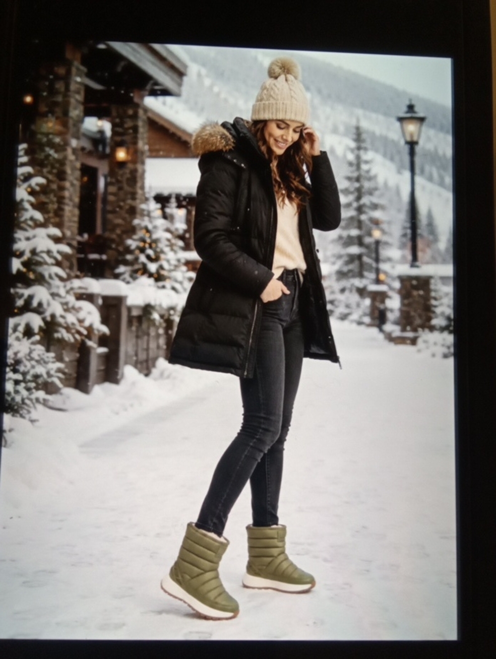 Women’s Juno Olive Quilted Winter Boot with Faux Fur Lining Limited Edition 6